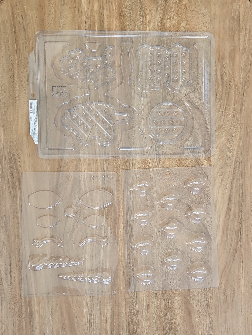 3 Clear Plastic Candy/Chocolate Mold Set